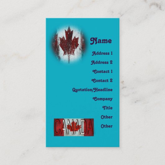 Kanada erstellt Ihre eigenen Visitenkarte (Vorderseite)