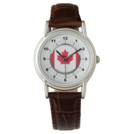 Kanada Flag Classic Brown Leather Watch Armbanduhr