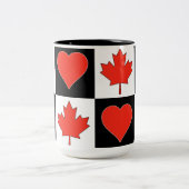 Kanada Flag Herzmuster pattern Patriotic Canadian Zweifarbige Tasse (Mittel)