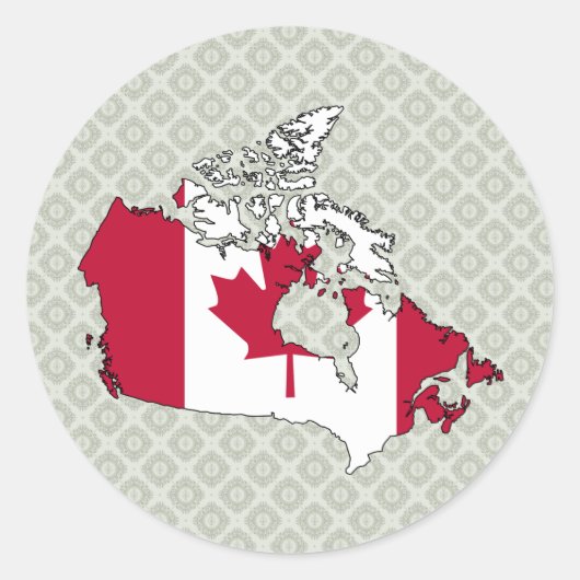 Kanada Flag-Karte Runder Aufkleber (Vorderseite)