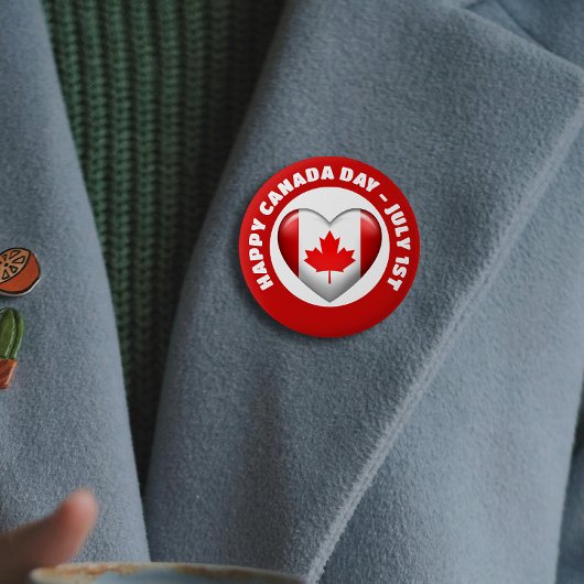 Kanada-Flagge | 3D-Herzsymbol | Emblem Brooch Button