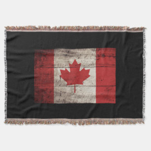Kanada-Flagge auf altem hölzernem Korn Decke