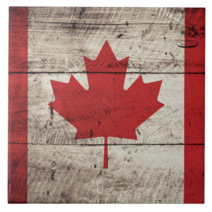Kanada-Flagge auf altem hölzernem Korn Fliese