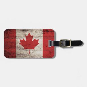 Kanada-Flagge auf altem hölzernem Korn Gepäckanhänger