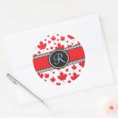 Kanada-Flagge Einzigartiges Abstraktes Budget-Mono Runder Aufkleber (Umschlag)