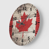 Kanada-Flagge für altholzgetreide Große Wanduhr (Winkel)