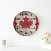 Kanada-Flagge für altholzgetreide Große Wanduhr (Zuhause)