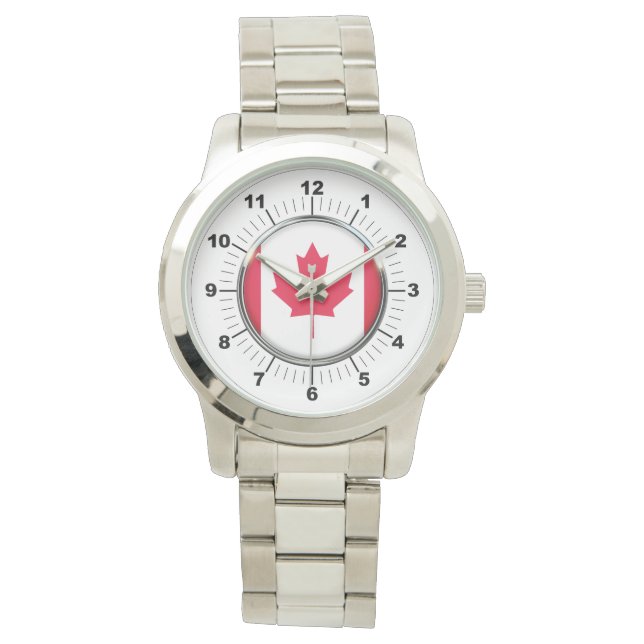 Kanada-Flagge für Frauen - Oversized Silver Watch Armbanduhr (Vorderseite)