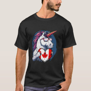 Kanada-Flagge Kanada Ahornblatt Einhorn Herz Kanad T-Shirt