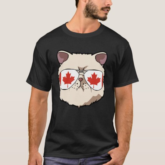 Kanada Flagge Kanadisches Exotisches Kurzzeitkatze T-Shirt (Vorderseite)
