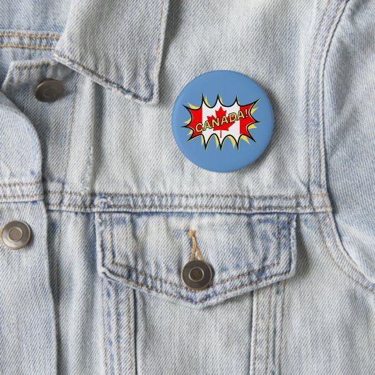 Kanada Flagge Kapow Comic Style Star Button (Beispiel)