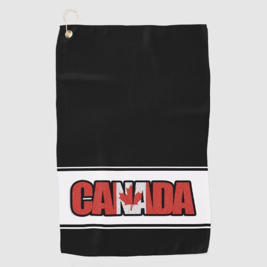Kanada-Flagge mit Ahornblättern im typografischen Golfhandtuch (Vorderseite)