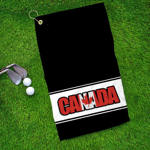 Kanada-Flagge mit Ahornblättern im typografischen  Golfhandtuch