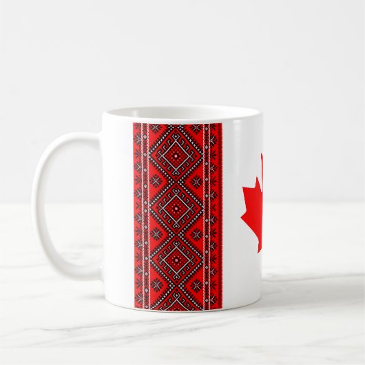 Kanada-Flagge + Ukrainische Querstich-Tasse Kaffeetasse (Links)
