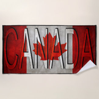 Kanada Flagge und LOGO Black Edges Strandtuch