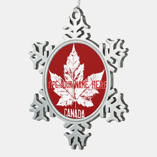 Kanada-Flaggen-Verzierungs-personalisierte Schneeflocken Zinn-Ornament (Rechts)