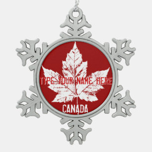 Kanada-Flaggen-Verzierungs-personalisierte Schneeflocken Zinn-Ornament