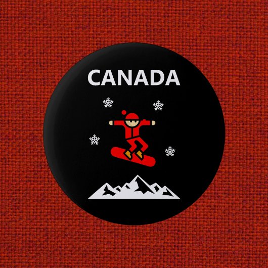 Kanada Flying Red Snowboarder Color Button
