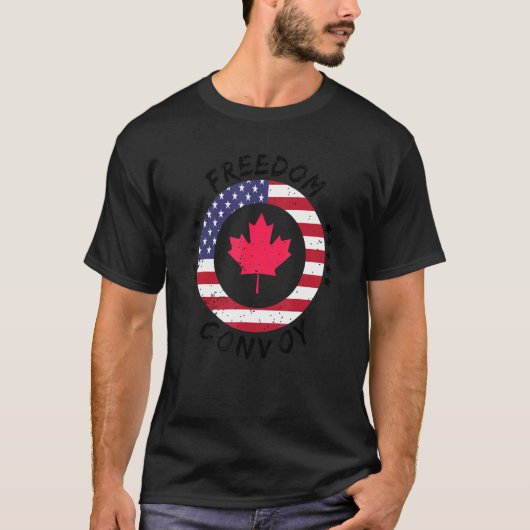 Kanada Freedom Convoy Flag US Canadian Truckers Su T-Shirt (Vorderseite)