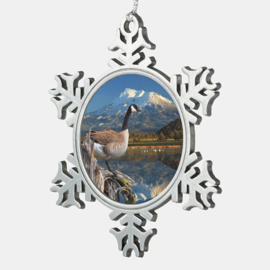 KANADA-GANS AUF DEM SEE SCHNEEFLOCKEN Zinn-Ornament (Rechts)