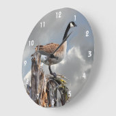KANADA-GANS AUF EINEM BAUMSTUMPF 2 GROßE WANDUHR (Winkel)