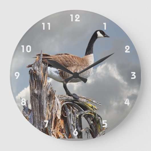 KANADA-GANS AUF EINEM BAUMSTUMPF 2 GROßE WANDUHR (Vorderseite)