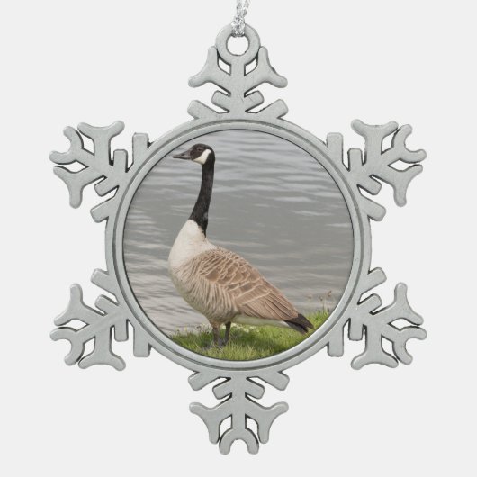 Kanada-Gans Schneeflocken Zinn-Ornament (Vorderseite)
