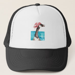 Kanada Gänse in einem Toque Truckerkappe