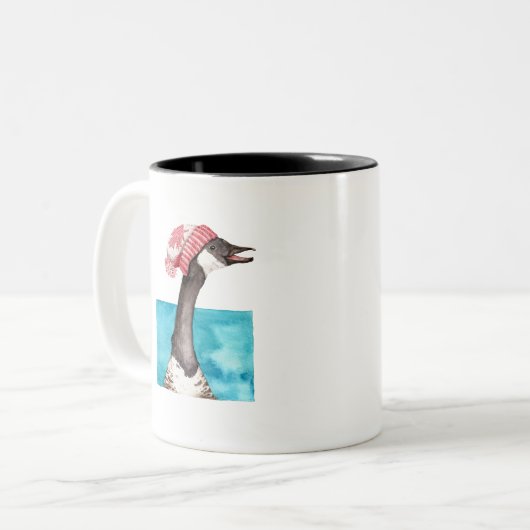 Kanada Gänse in einem Toque Zweifarbige Tasse (Vorderseite Links)