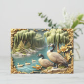 Kanada Gänse inmitten der weinenden Willows Dankeskarte (Stehend Vorderseite)