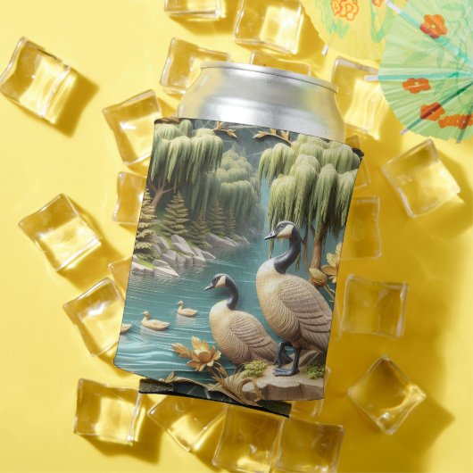 Kanada Gänse inmitten der weinenden Willows Dosenkühler (In Situ Sommer)