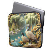 Kanada Gänse inmitten der weinenden Willows Laptopschutzhülle (Vorderseite Links)