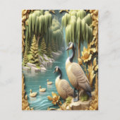 Kanada Gänse inmitten der weinenden Willows Postkarte (Vorderseite)