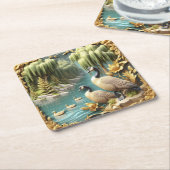 Kanada Gänse inmitten der weinenden Willows Rechteckiger Pappuntersetzer (angewinkelt)