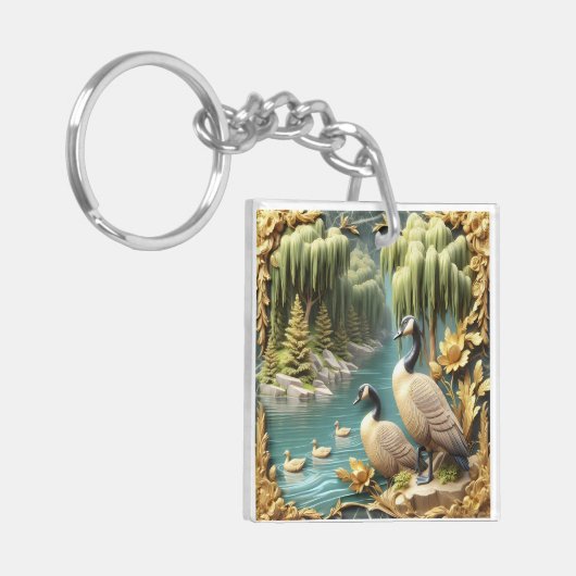 Kanada Gänse inmitten der weinenden Willows Schlüsselanhänger (Vorderseite links)