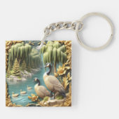 Kanada Gänse inmitten der weinenden Willows Schlüsselanhänger (Rückseite)