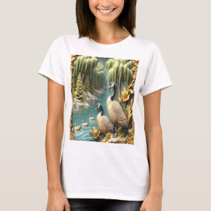 Kanada Gänse inmitten der weinenden Willows T-Shirt