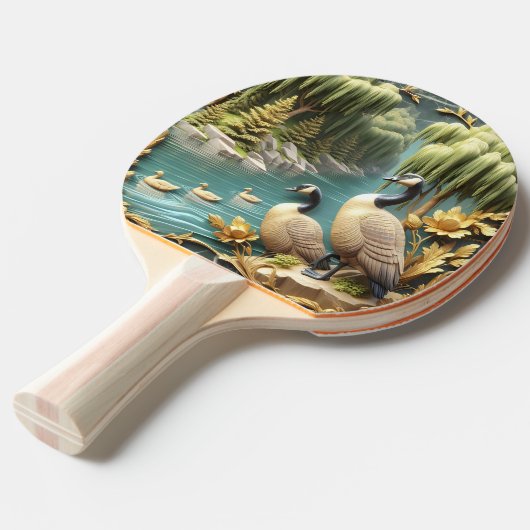 Kanada Gänse inmitten der weinenden Willows Tischtennis Schläger (Vorderseite)