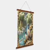 Kanada Gänse inmitten der weinenden Willows Wandteppich Mit Holzrahmen (Gewinkelt)