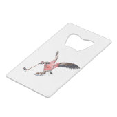 Kanada Gänse Playing Hockey Geldkarten Flaschenöffner (Rückseite Schrägansicht)