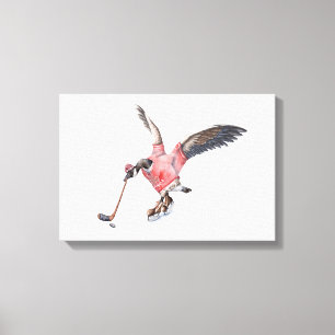 Kanada Gänse Playing Hockey Leinwanddruck