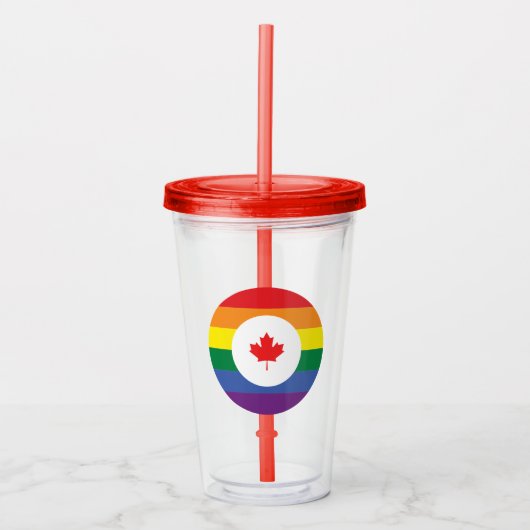 Kanada-Gay Pride Acryltrinkbecher (Vorderseite)