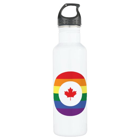 Kanada-Gay Pride Edelstahlflasche (Vorderseite)