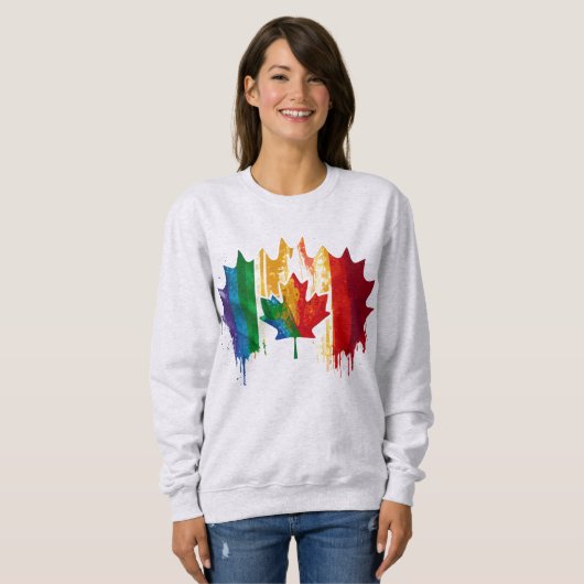 Kanada Gay Pride Regenbogenflagge Ahornblättriger Sweatshirt (Vorne ganz)