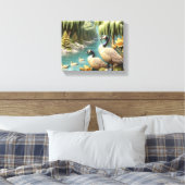 Kanada Geese inmitten der weinenden Willows 10x8 Leinwanddruck (Insitu (Schlafzimmer))