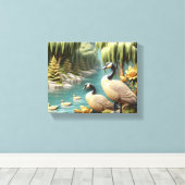 Kanada Geese inmitten der weinenden Willows 10x8 Leinwanddruck (Insitu (Holzboden))