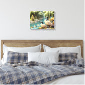 Kanada Geese inmitten der weinenden Willows 16x12 Leinwanddruck (Insitu (Schlafzimmer))