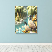 Kanada Geese inmitten der weinenden Willows 16x20 Leinwanddruck (Insitu (Holzboden))