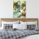 Kanada Geese inmitten der weinenden Willows 18x24 Leinwanddruck (Insitu (Schlafzimmer))