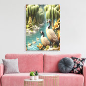 Kanada Geese inmitten der weinenden Willows 18x24 Leinwanddruck (Insitu (Wohnzimmer))